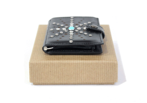 IClutch mini portafoglio borchiato Los Angeles nero con tasca porta monete | Blacksheep Store