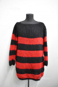 Sweater Man Saint Laurent Two-tone Black Red Sizexs In Mohair