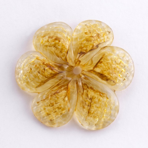 Rosellina a fiore in vetro di Murano colore ambra scuro fatto a mano Ø50 mm con foro centrale