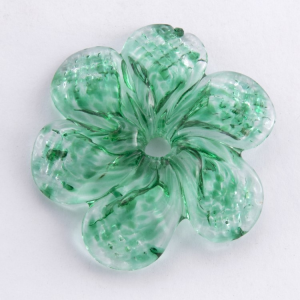 Rosellina a fiore in vetro di Murano colore verde ministero fatto a mano Ø50 mm con foro centrale