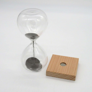 Clessidra vetro base legno magnetica 15cm