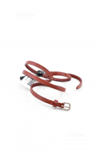 Belt Woman Orciani Red Brick True Leather Thin