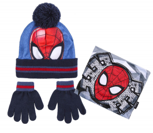 Cappello scaldacollo guantini Spiderman blu veste da 3 a 6 anni Inverno 2022 2023
