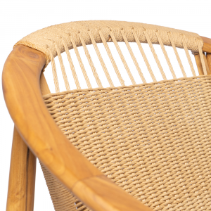 Poltrona in legno di teak con schienale e seduta intrecciata #1367ID650