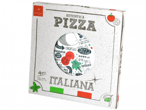 Confezione 4 Piatti Pizza Ronda In Vetro Opale Decoro Pizza