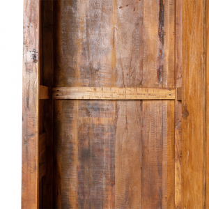 Credenza alta / Armadio in legno di teak recuperato ed anta intagliata a mano con motivi floreali #1008ID1450