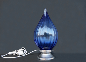 Lampada vintage anni '70 vetro soffiato di Murano blu