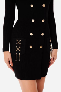 Double-Breasted Robe-Manteau with Crossed Chains
