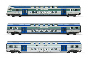 FS Trenitalia, 3-unit pack Vivalto coaches (1 cab-control + 2 intermediate coaches) in Vivalito livery, new Trenitalia logo, ep. VI