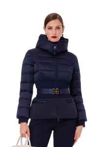 Short Padded Down Jacket with Waist Belt