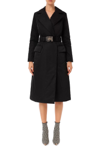 Long Padded Coat with Logo Citura at the Waist