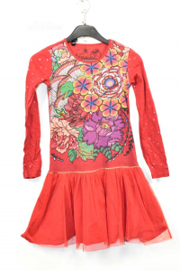 Dress Baby Desigual Red With Skirt In Tulle
