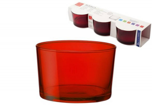 Confezione 3 Bicchieri In Vetro Bodega Mini Rosso