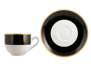 H&H Set 6 Tazze Caffè Onyx In Porcellana Con Piatto Cc100