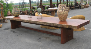 Tavolo in legno di merbau asse unica con spessore cm 11 #1243ID12000