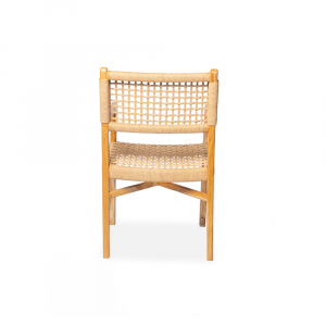Sedia con braccioli intrecciate in fibra naturale con gambe in legno di teak #1307ID450