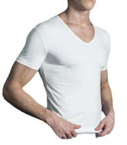 T-shirt intima Uomo caldo cotone 100% felpata mezza manica collo a V Perofil