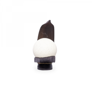Lampada con foglia di cocco finitura dark chocolate e sfera in cotone intrecciato 
