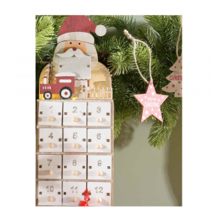 Calendario Avvento con Babbo Natale con cassetti e led