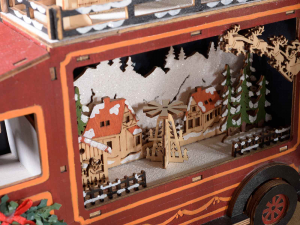 Camioncino in legno con paesaggio invernale 5 luci led