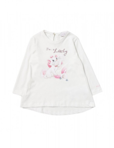  MONNALISA T-shirt in cotone bianca con stampa gattino e cristalli 