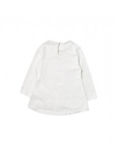  MONNALISA T-shirt in cotone bianca con stampa gattino e cristalli 