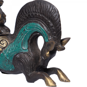 Statuetta Cavallo stilizzato con fantino in ottone # DS39