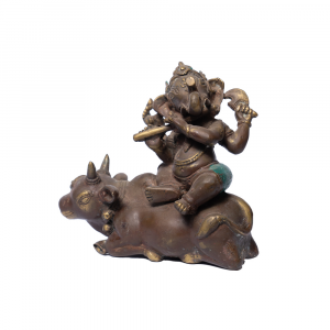 Statua Ganesh con mucca in ottone # DS34