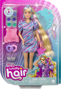 Mattel - Barbie Totally Hair Bambola con Abito a Stelle