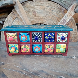 Porta Spezie / Porta Gioie indiano con cassetti in ceramica # 7