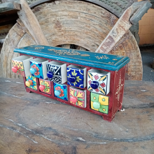 Porta Spezie / Porta Gioie indiano con cassetti in ceramica # 7