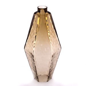 Poliedro pendente stile Venini vintage in vetro di Murano color fumé.