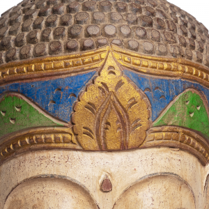 Statua Viso di Buddha in legno di albasia 