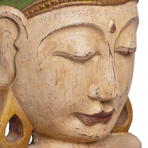 Statua Viso di Buddha in legno di albasia 