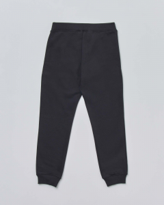 Pantalone nero in felpa con bande bianche e logo aquila 10-14 anni