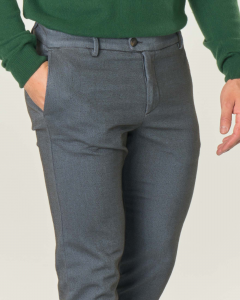 Pantaloni chino grigi in tessuto di misto cotone stretch micro armatura