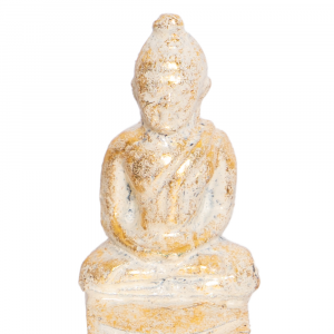 Porta incenso in resina white wash gold con statuetta Buddha seduto #AB52
