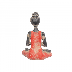 Statua Donna Yoga con vestito rosso in resina  #AB55