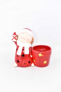 Small Angel Red With Candle Holder 17x15