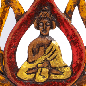 Pannello round da appendere Buddha Lotus in legno di albasia