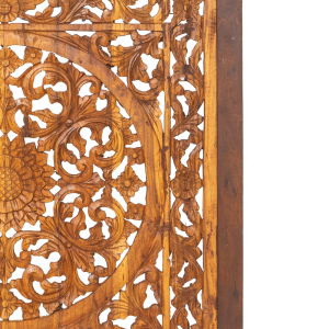 Pannello in legno massello finitura naturale intagliato a mano con cornice cm 100 x cm 100 #AB33