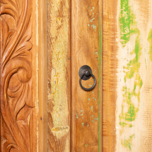 Armadietto in legno di teak recuperato balinese con anta e cassettino