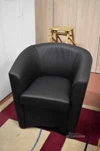 Armchair Black Faux Leather New