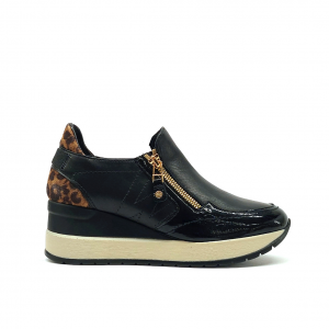 Sneakers nere/leopard Melluso