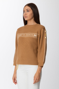 Sweater with Contrasting Bands and Logo