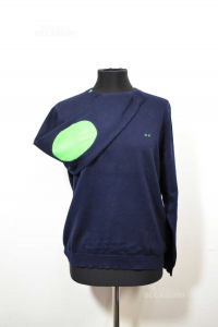 Sweater Man Sun 68 Size.l Blue Green 85% Cotton,15% Cashmere