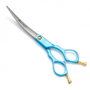 TAURO PRO LINE ULTRA LIGHT CUTTING SCISSORS 15 cm curved, aluminum, 440c stainless steel, blue color