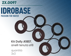 Kit Dolly A1857 IDROBASE valido per pompe RK 11.14 N, RK 11.20 H N, RK 11.20 H C ANNOVI REVERBERI composto da anelli di tenuta ø18
