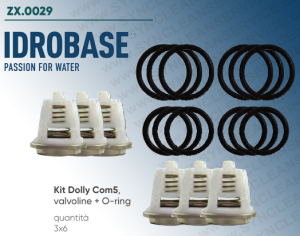 Kit Dolly Com5 IDROBASE valido per pompe LW 2015 S, LW 2015 E, LW 2020 S SCOMET composto da valvoline+O-ring