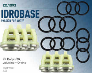 Kit Dolly H20 IDROBASE valido per pompe H400, H406, HC450 (Leuco) composto da valvoline+O-ring